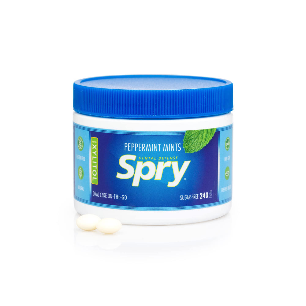 Spry Xylitol Peppermint Candy in pocket for kids.