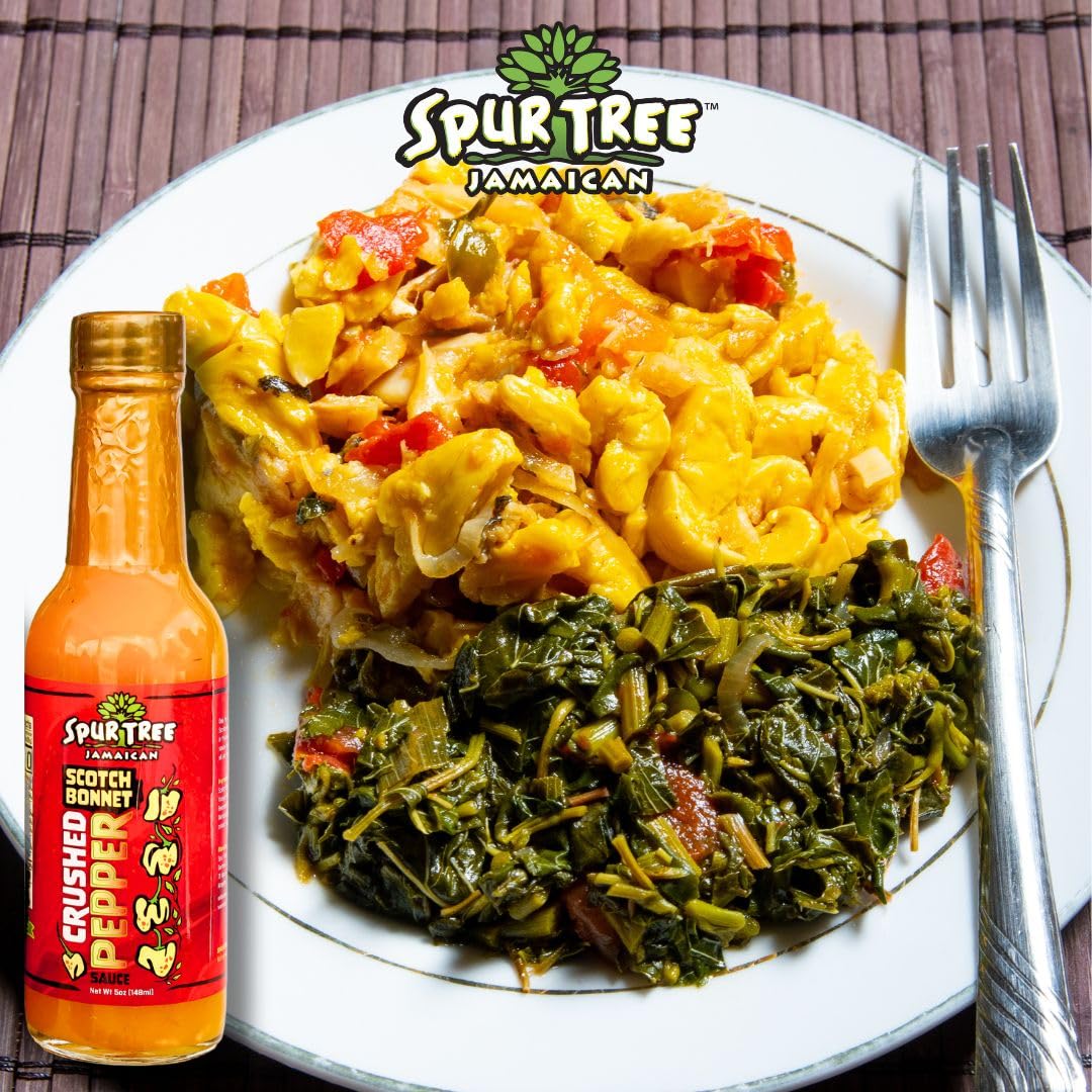 Spur Tree Jamaican Scotch Bonnet Sauce dish topping adds vibrant heat to favorites.