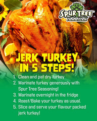 Spur Tree Jamaican Jerk Seasoning scoop pouring fragrant mix for quick weeknight meals.