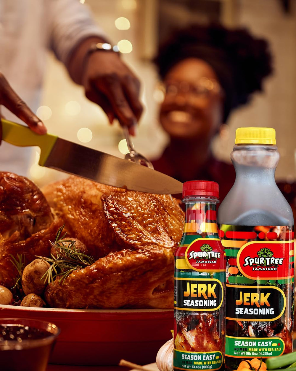 Spur Tree Jamaican Jerk Seasoning in a spice bowl, ready to season meats.