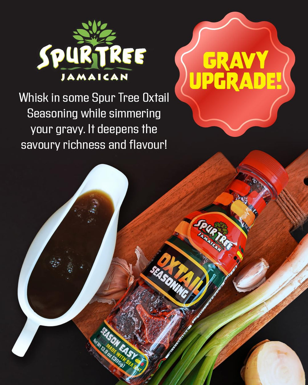 Spur Tree Oxtail Seasoning label close up signals all natural blend.