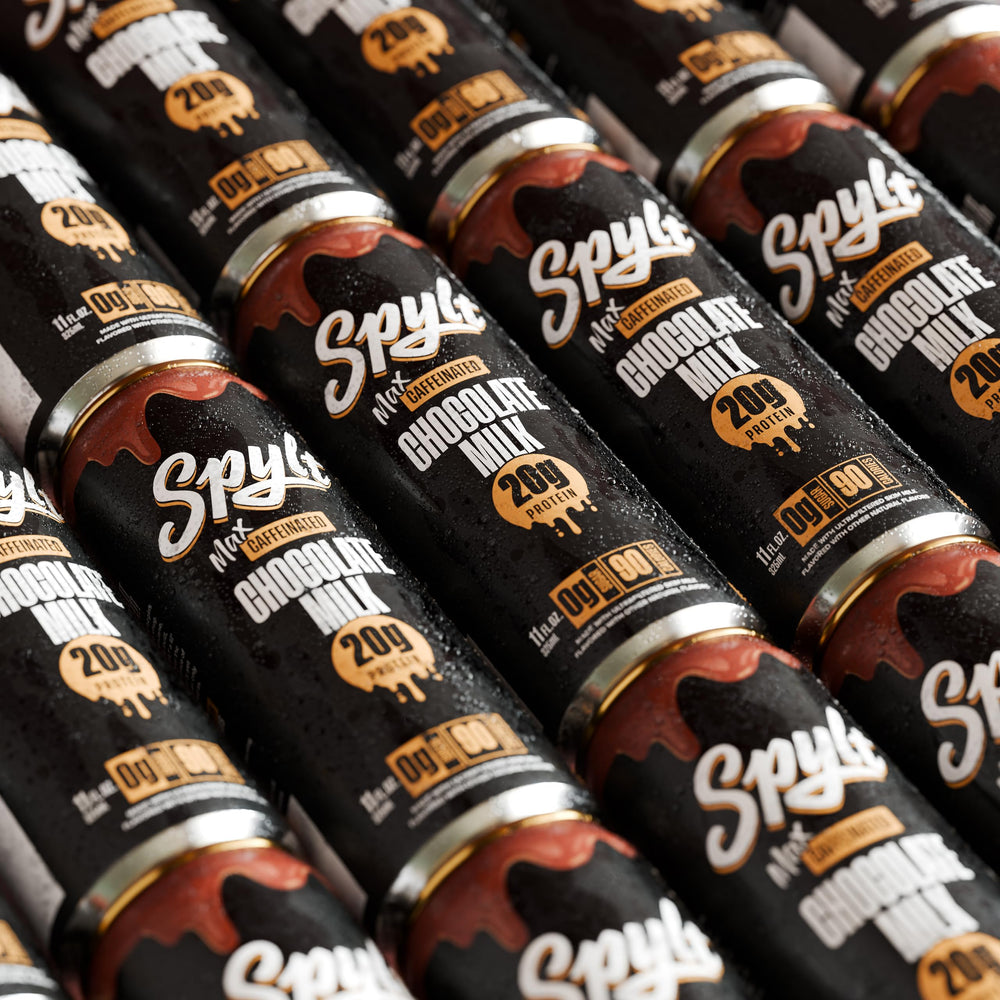 Spylt High Protein Max chocolate milk with caffeine benefits for afternoon pick-me-up.