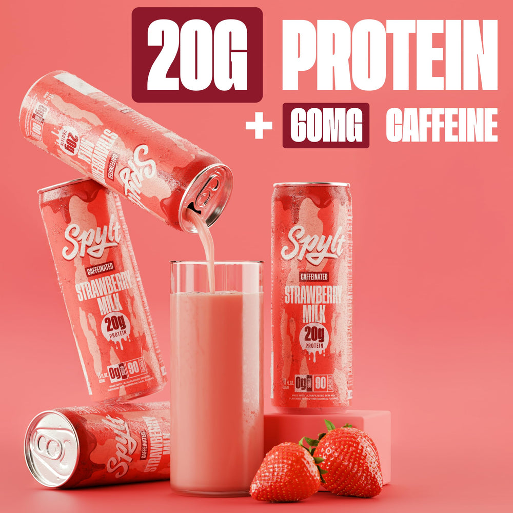 Spylt Strawberry Milk ready-to-drink hero scene for post-workout refresh.