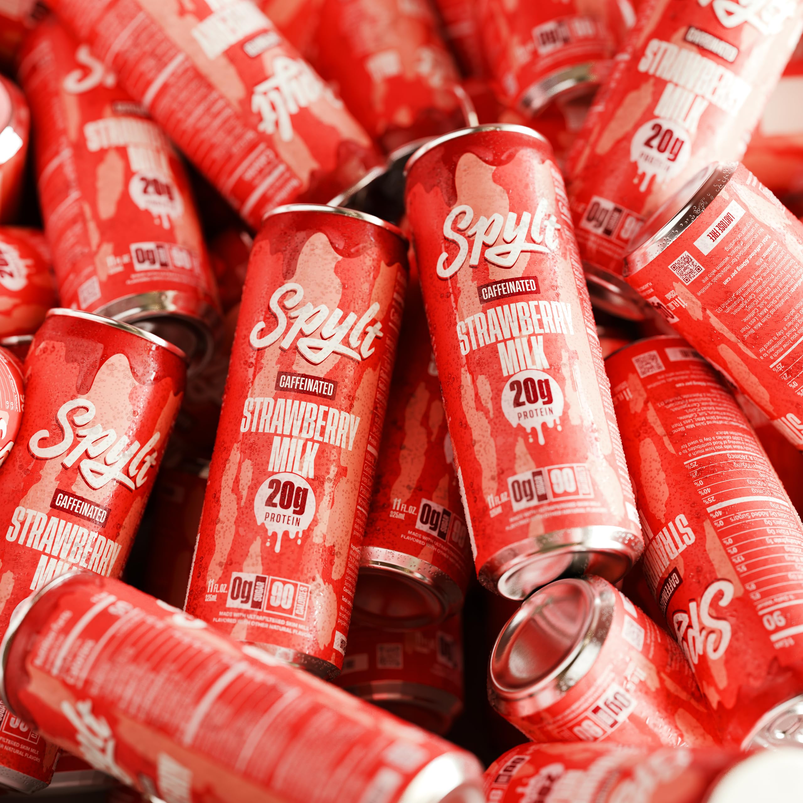 Spylt Strawberry Milk zero sugar claim highlighted on bottle.