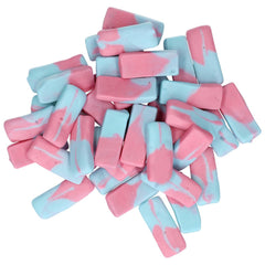 Close-up of Squashies Drumstick Bubblegum candies, chewy texture ideal for quick snacking.