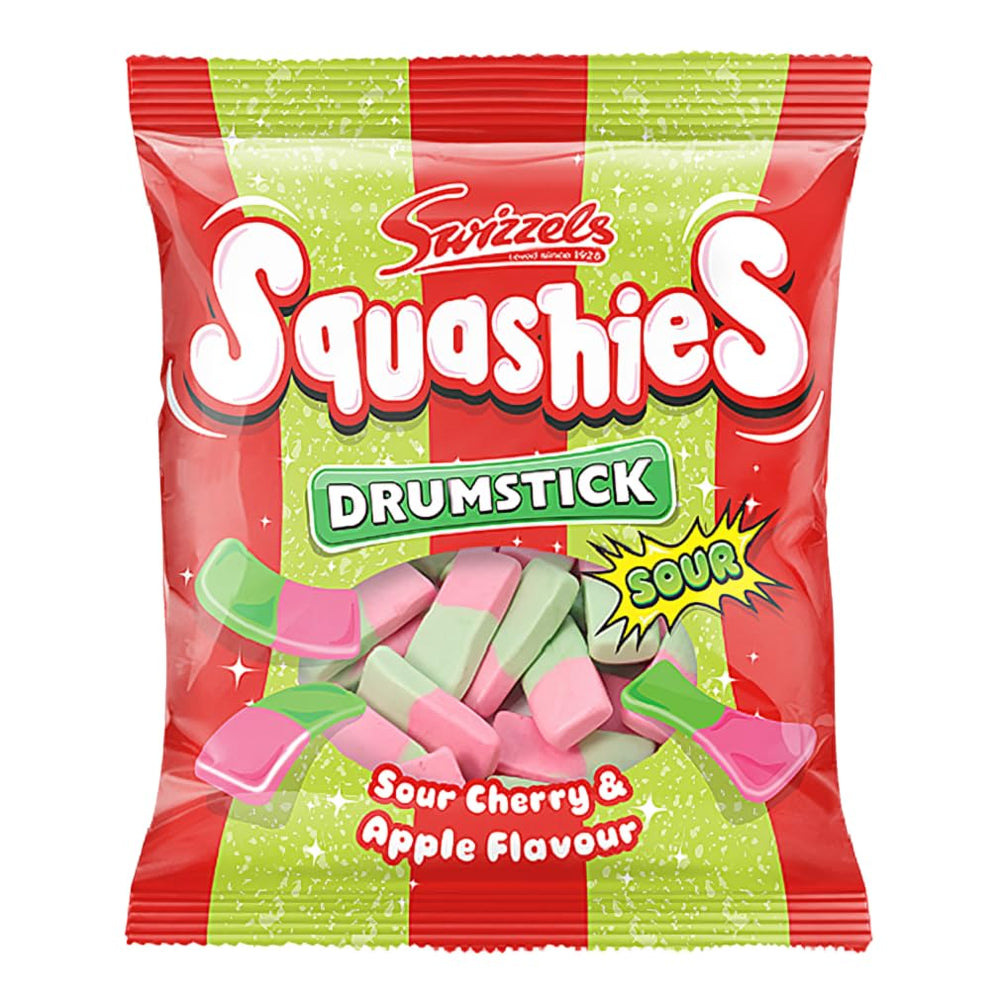 Squashies Drumstick Cherry & Apple front view shows a convenient 4-pack for on-the-go snacking.