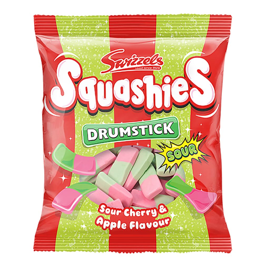 Squashies drumstick-cherry-apple pieces arranged on light background invite playful tasting.