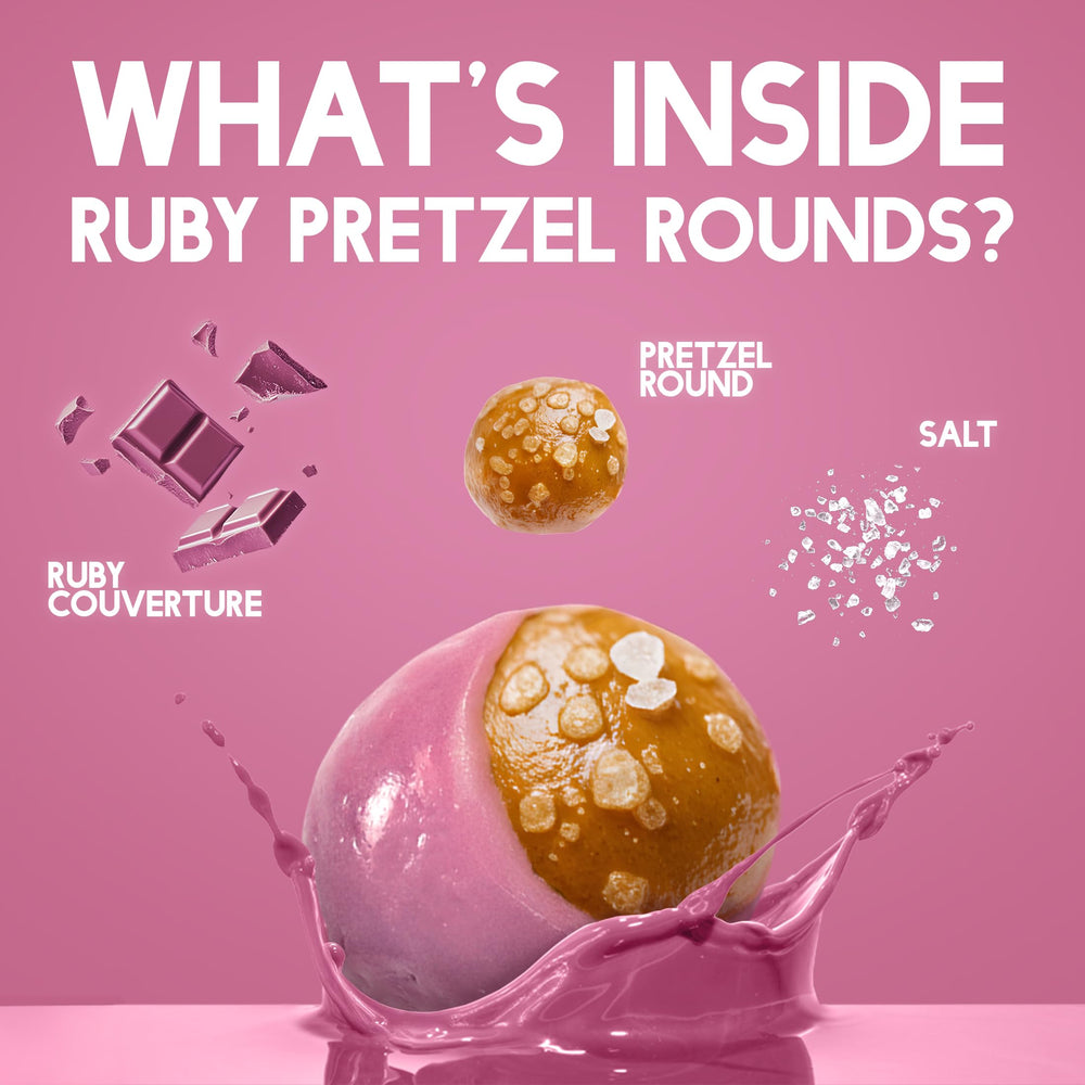Ruby Cacao Pretzel Rounds on a plate showing crisp, shareable crunch.