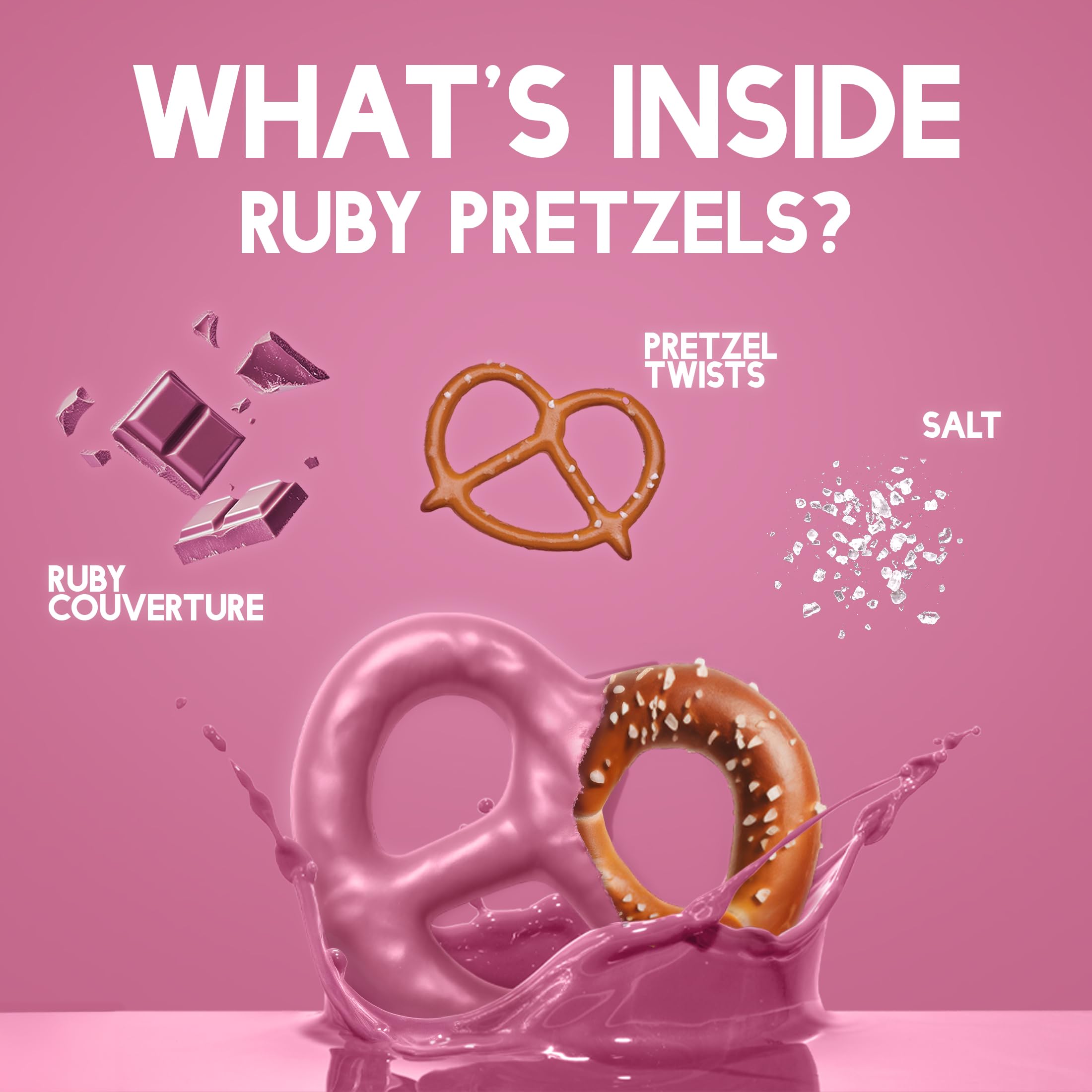 Squirrel Brand Ruby Cacao Pretzel Twists coating detail showcasing smooth texture and berry notes.