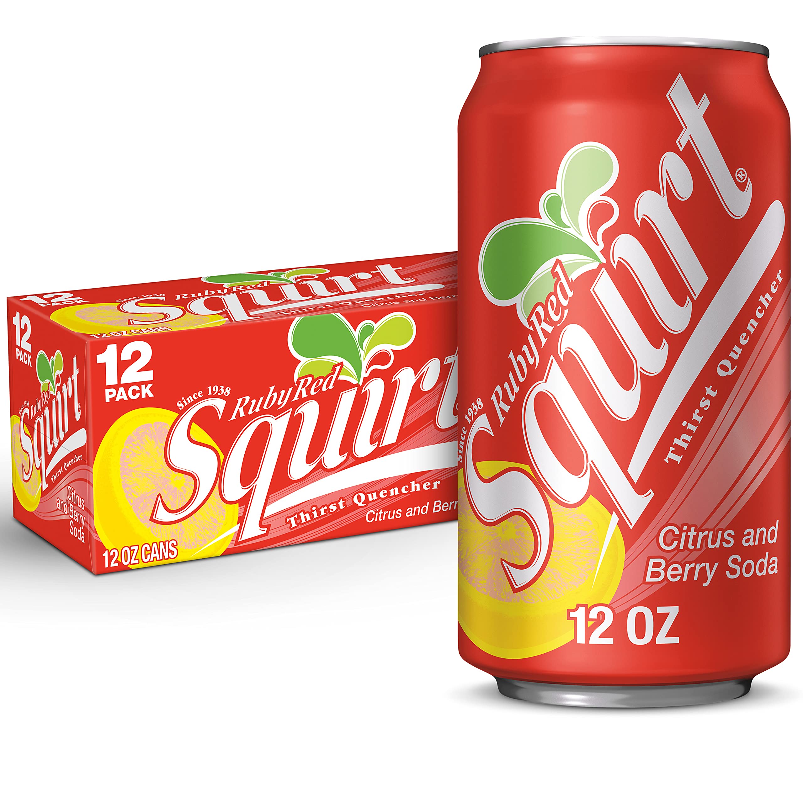 Squirt Ruby Red can side view highlights crisp citrus refreshment
