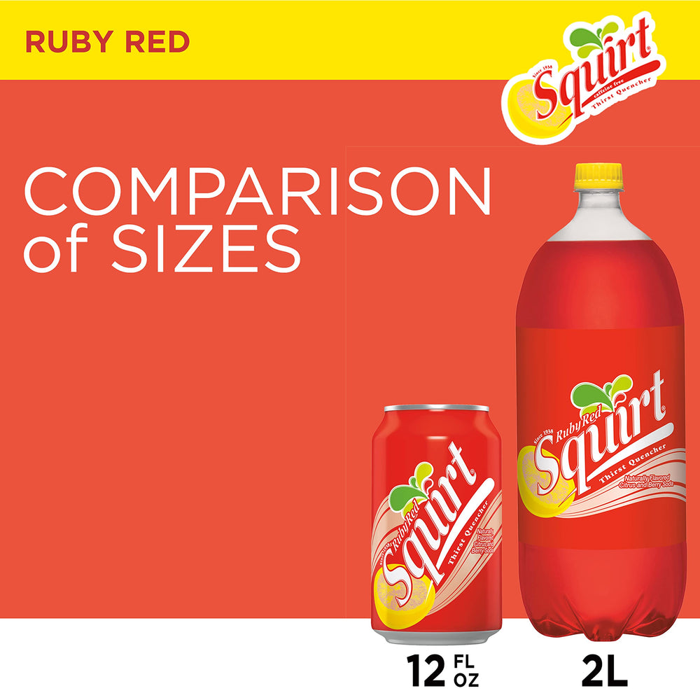 Squirt Ruby Red label closeup emphasizes natural citrus flavors