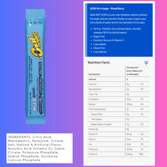 Sqwincher Drink Activity 20Oz Mixed Berry Zero powder poured into water for refreshing hydration.