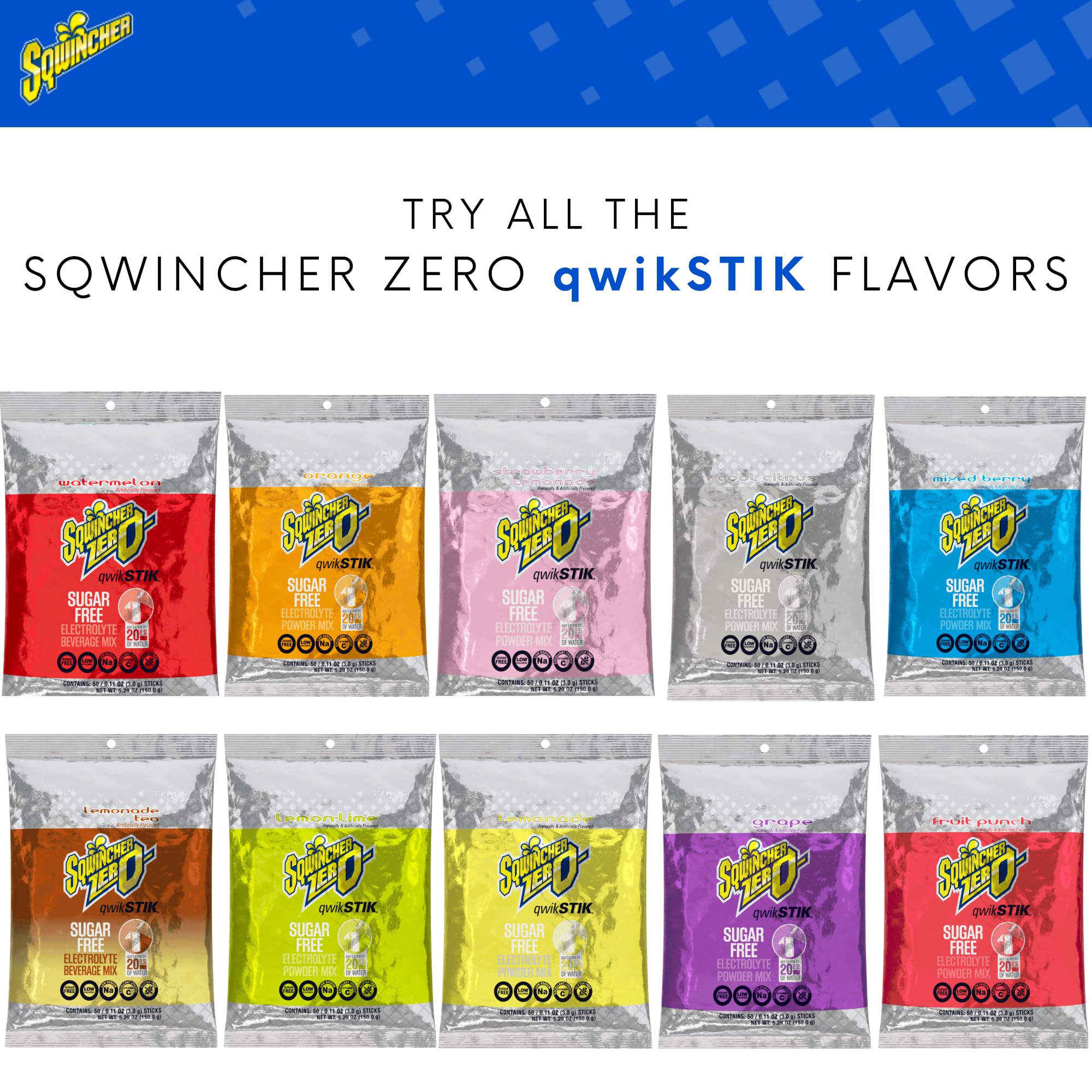 Sqwincher Qwik Stick Fruit Punch nutrition panel on packaging