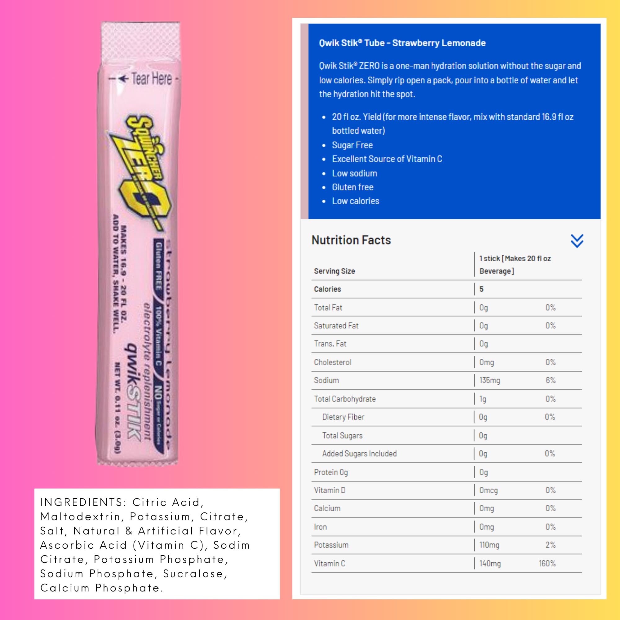 Sqwincher ZERO Qwik Stik office desk hydration option
