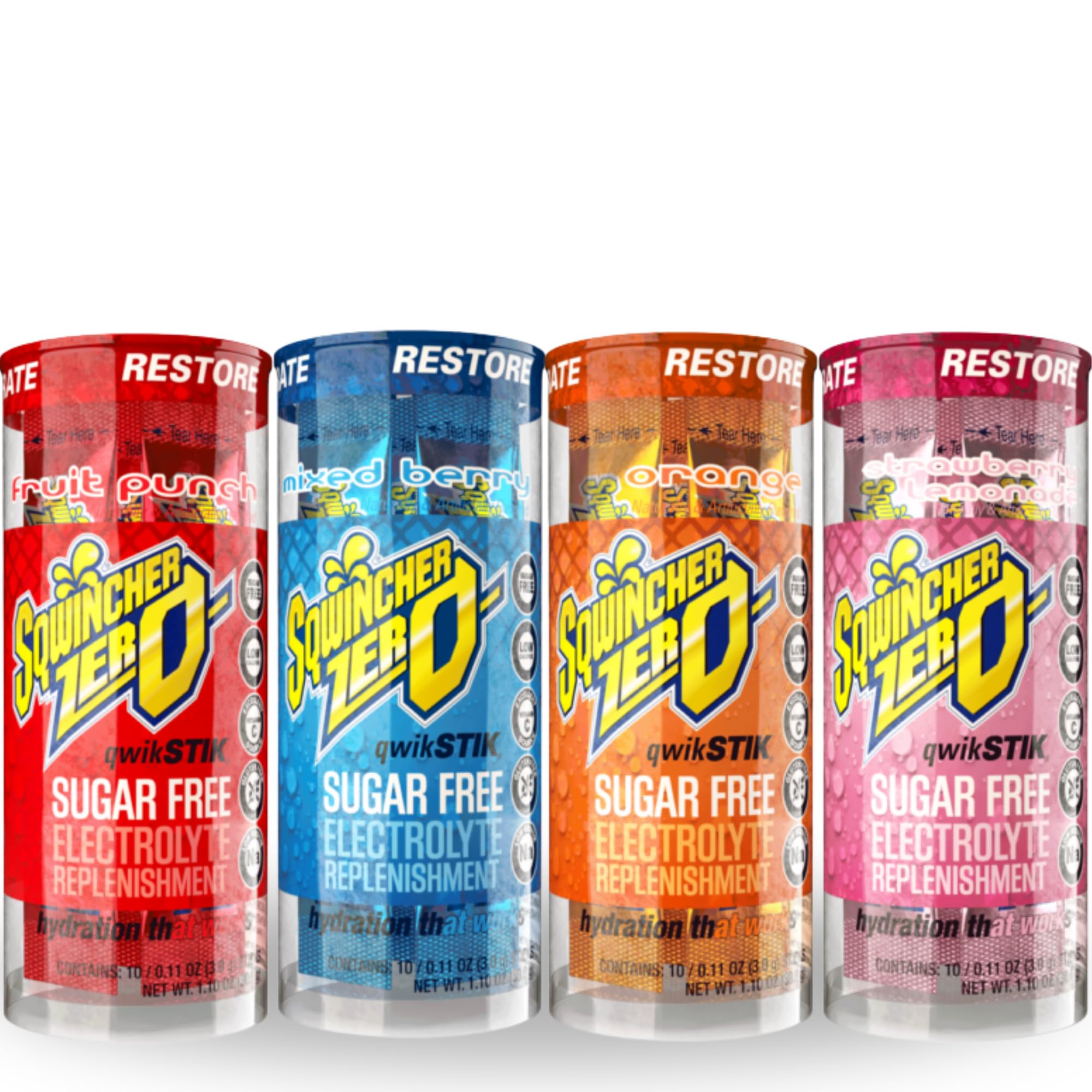 Sqwincher ZERO Qwik Stik assorted flavors lineup for on-the-go hydration