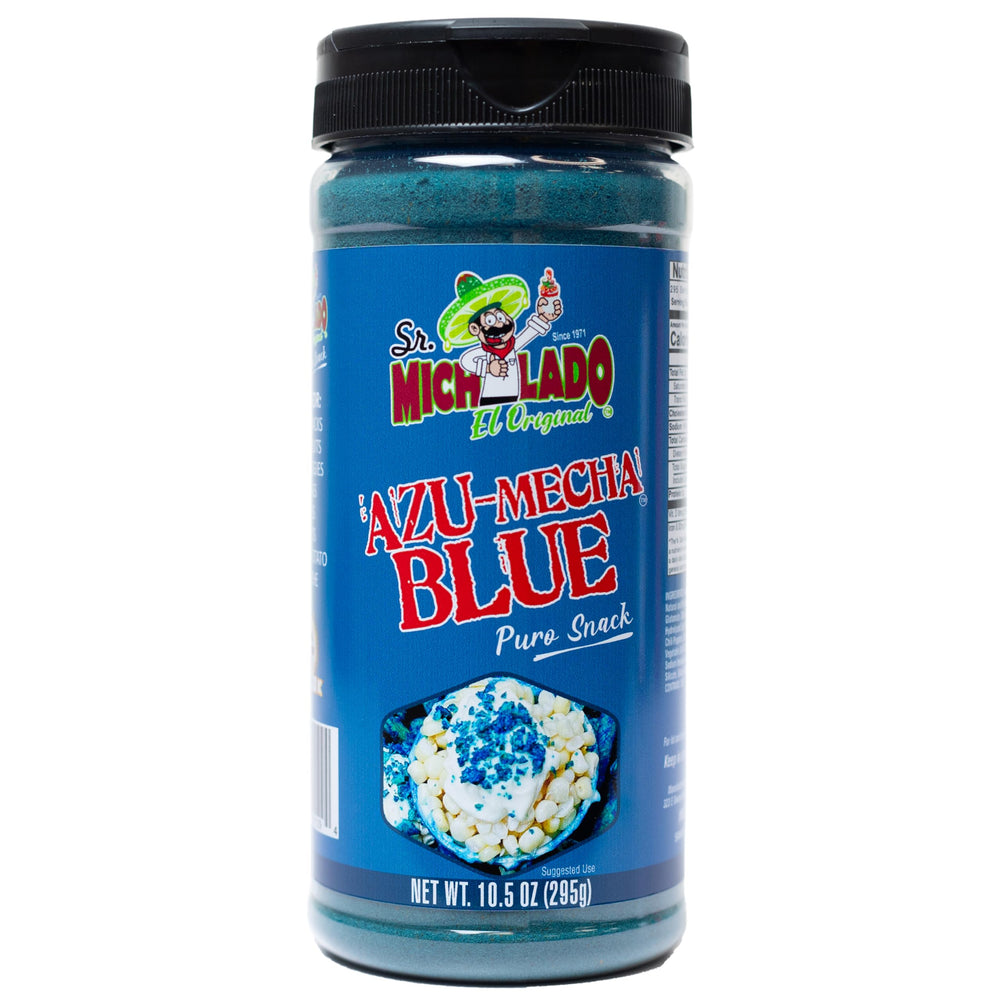 Sr. Michelado Azu-Mecha BLUE Seasoning pack ready to elevate snacks with bold flavor.