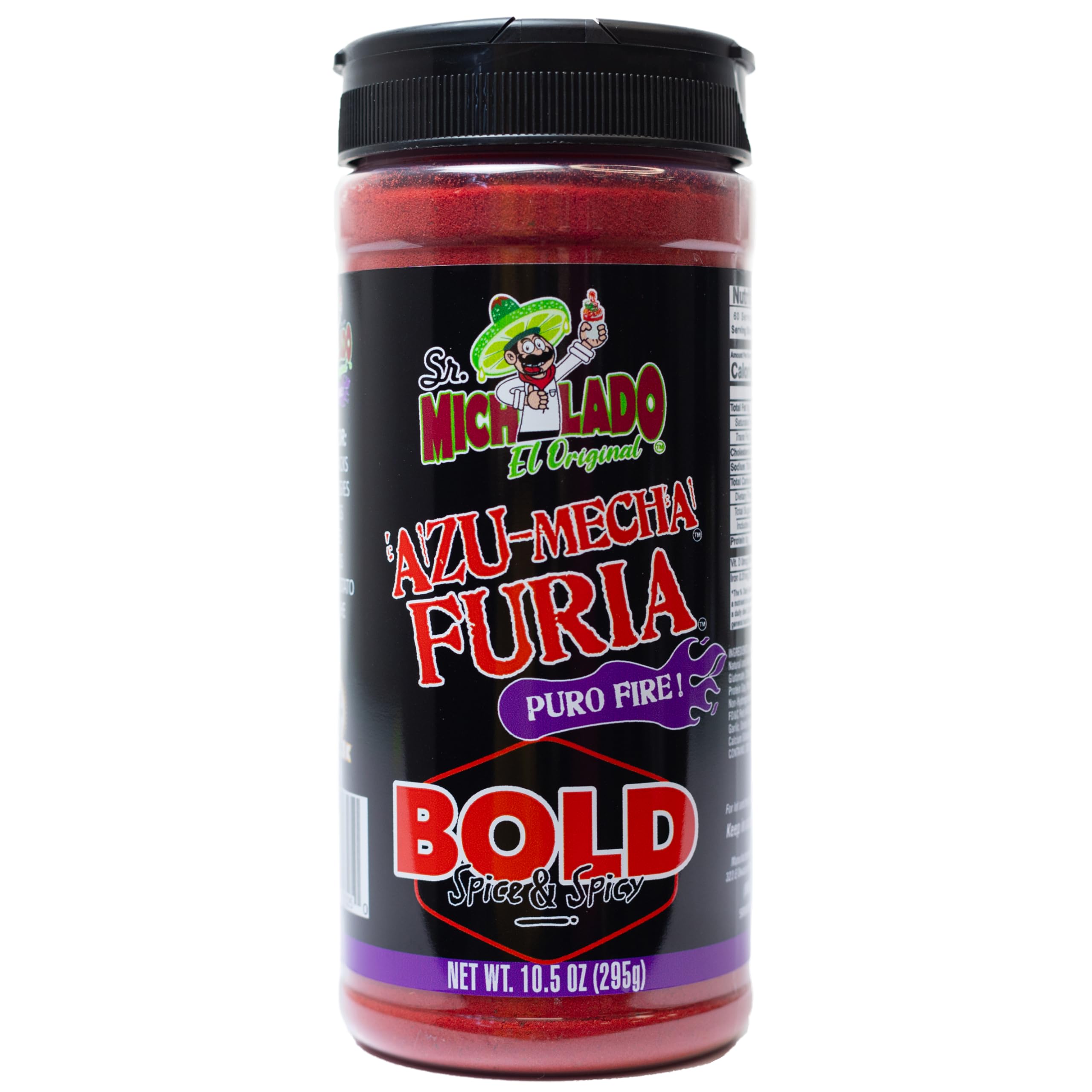 Sr. Michelado Azu-Mecha Furia Bold Spice packaging highlights vibrant flavor inspiration.