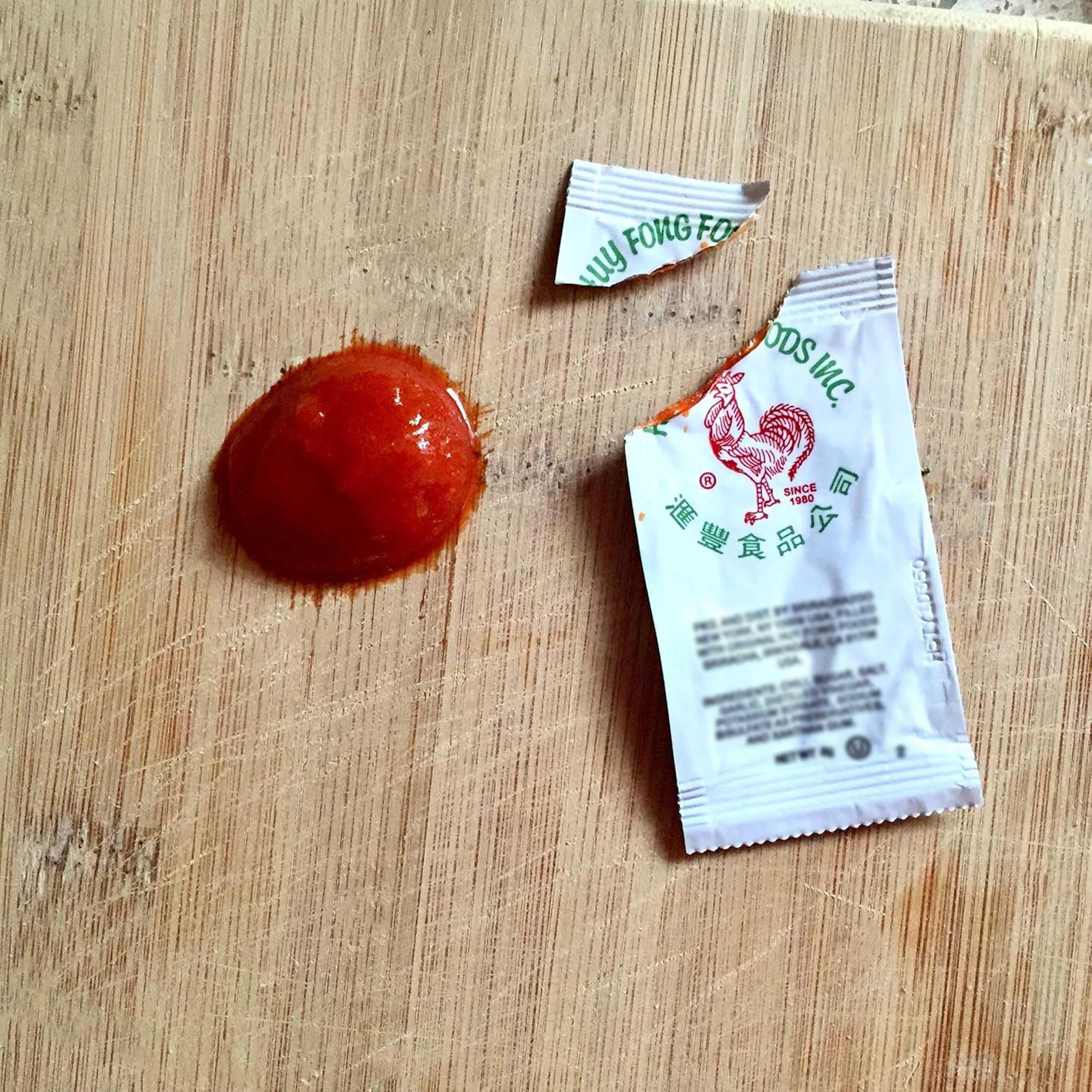 Sriracha2Go USA-made Kosher-certified packets ensure quality.