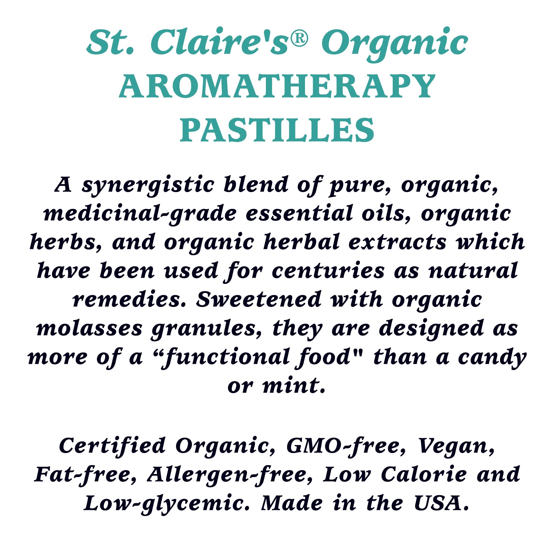 St. Claire's Organics Tummy Soothers pastilles close-up highlighting cardamom and ginger