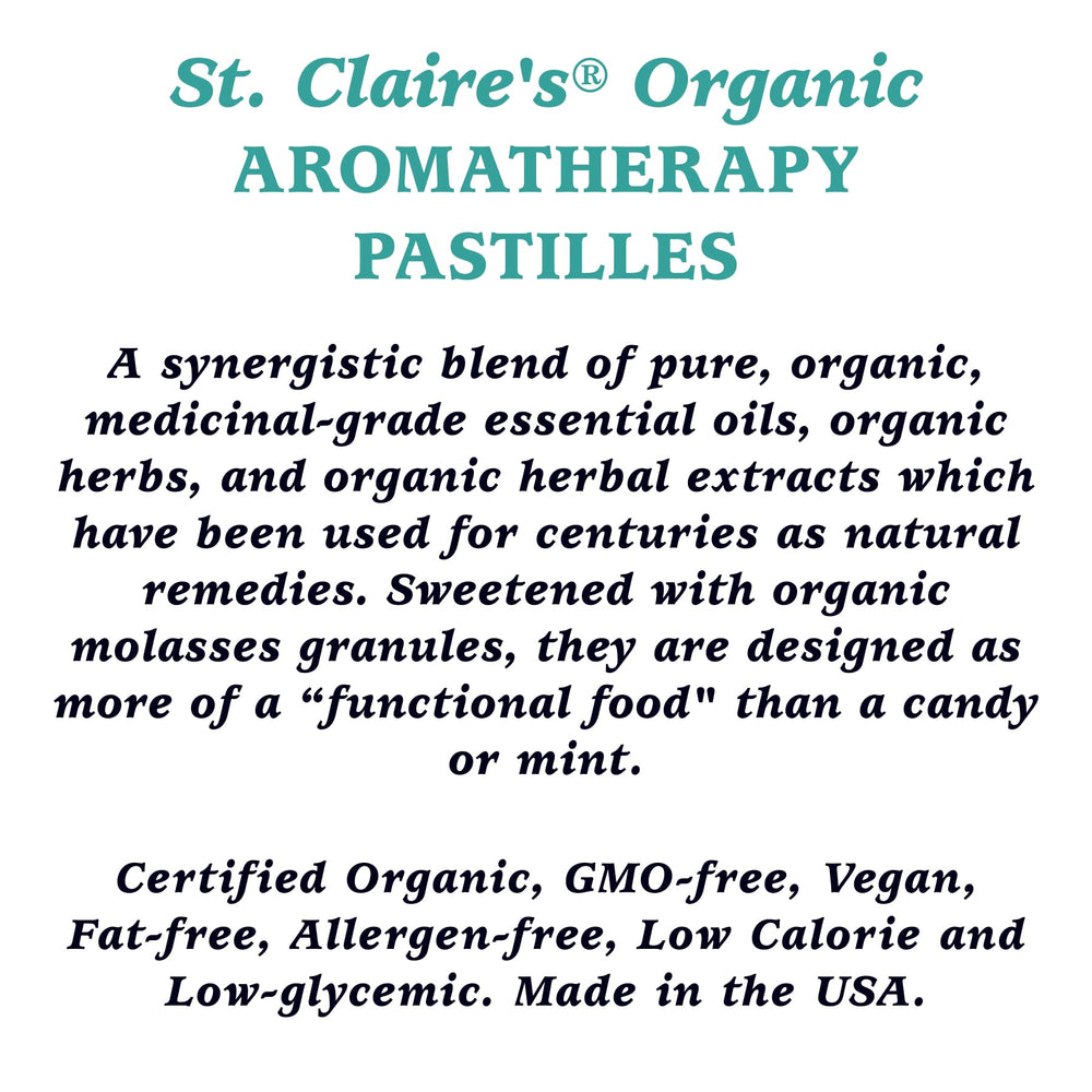 St. Claire's Organics Tummy Soothers pastilles close-up highlighting cardamom and ginger