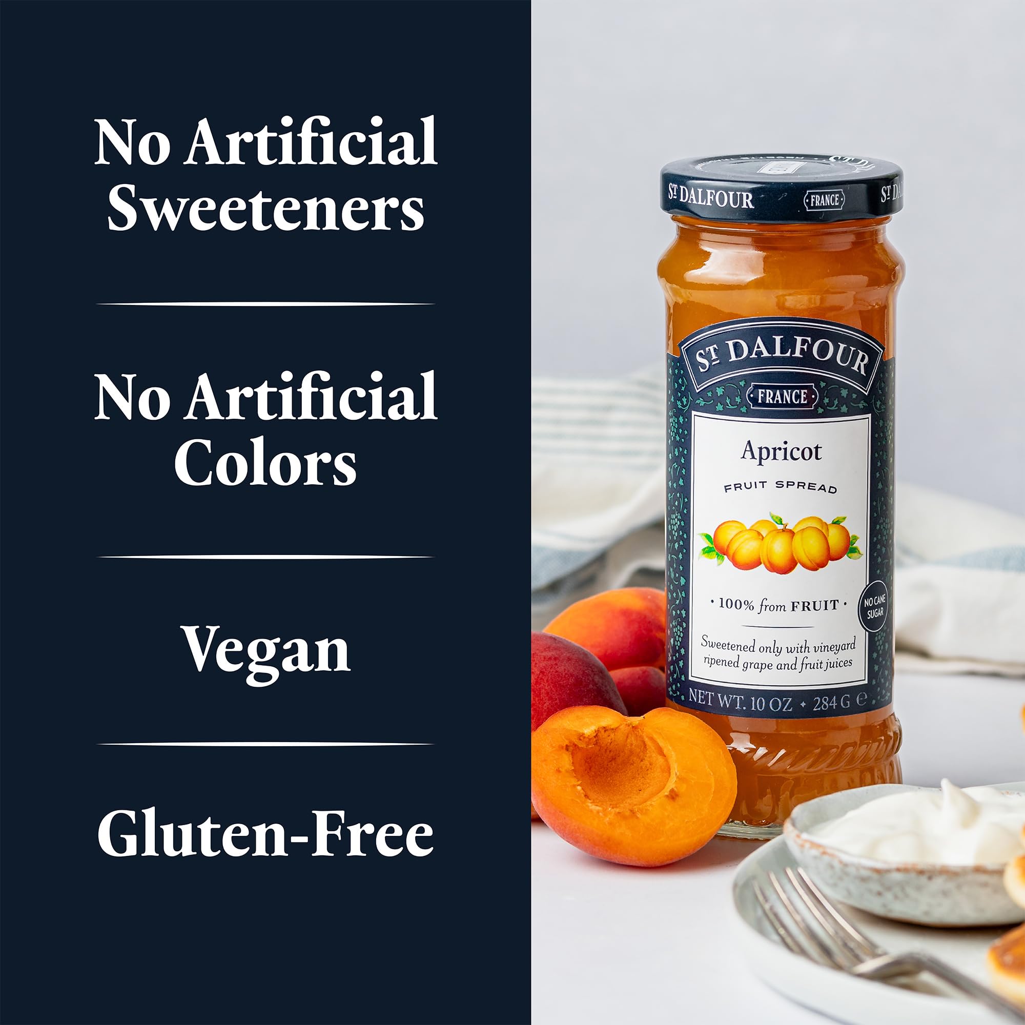 St. Dalfour apricot spread artisanal cooking process in traditional kettle.