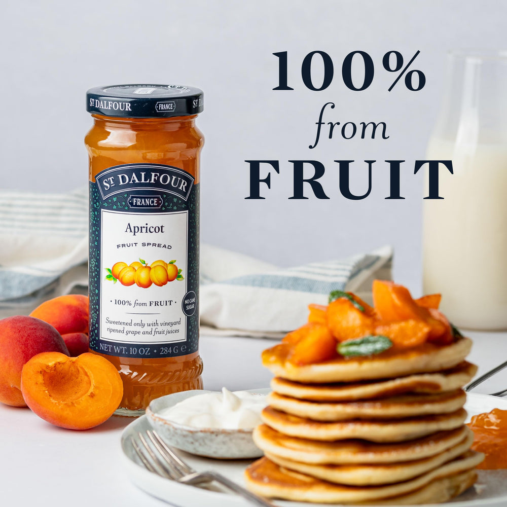 St. Dalfour apricot spread paired with cheese for a balanced bite.