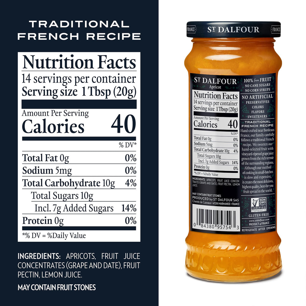 St. Dalfour apricot spread on toast, breakfast-enhancing application.