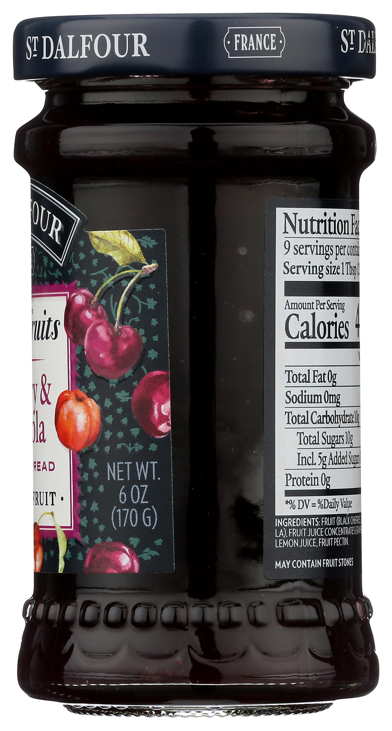 St. Dalfour spread closeup highlighting chunky fruit texture and shine