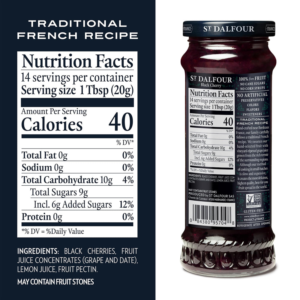 Made in France, all natural cherry spread for gourmet breakfasts.