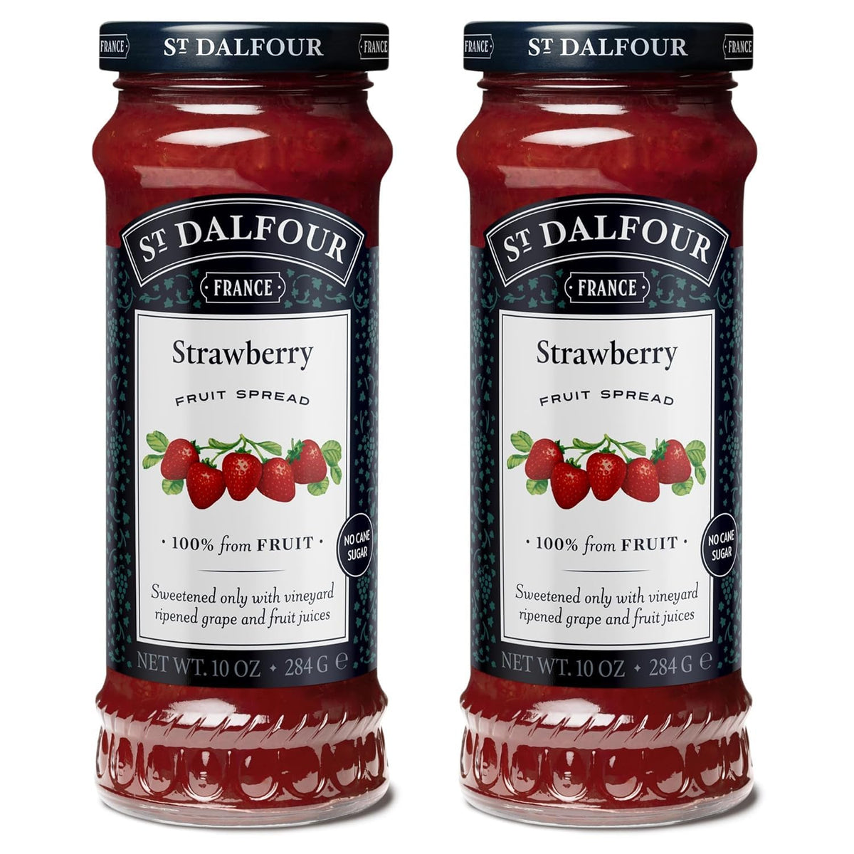 St. Dalfour strawberry spread jar highlighting pure fruit flavor for breakfast