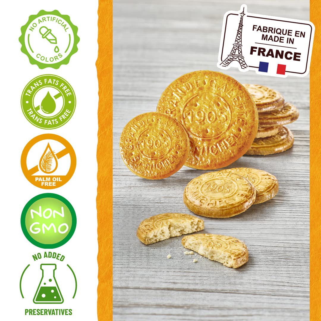 St Michel Grandes Galettes close-up reveals buttery texture and delicate sea salt crunch.