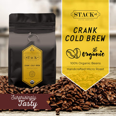 Stack Street Dark Roast coarse-ground coffee powder ideal for French press.