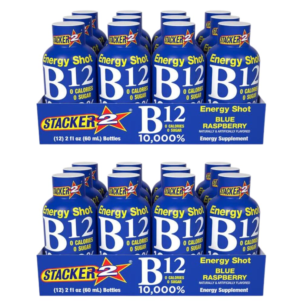 STACKER 2 Blue Raspberry energy shot bottle offers on-the-go energy and focus