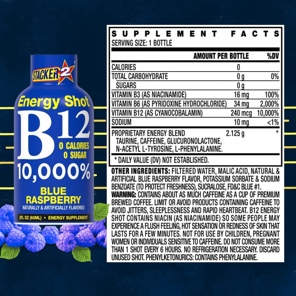 STACKER 2 Blue Raspberry energy shot pack highlights convenience for daily use