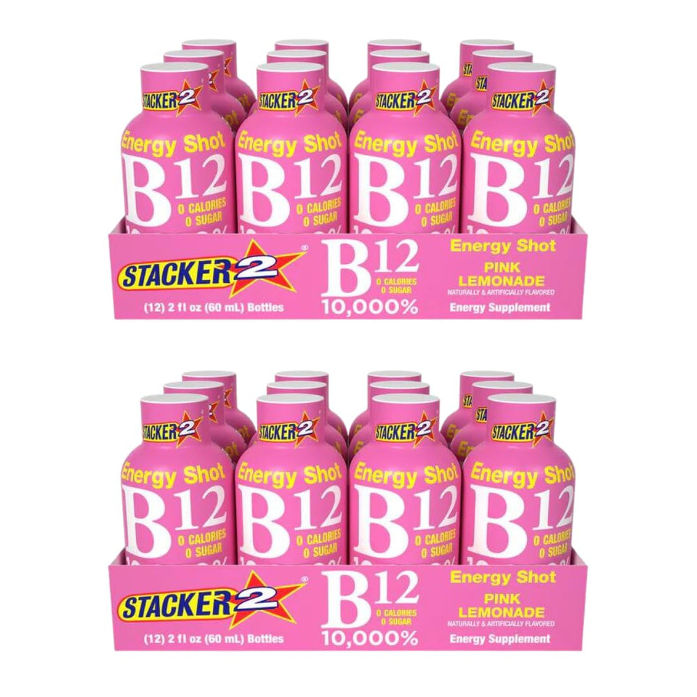 STACKER 2 Pink Lemonade energy shot bottle ready for on the go energy
