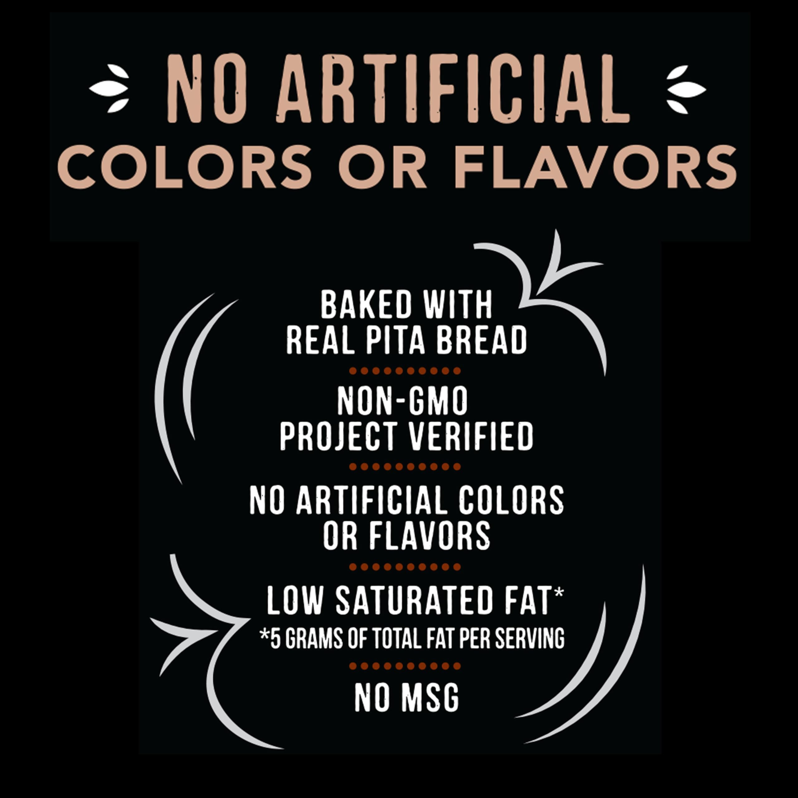 Stacy's Multigrain Pita Chips packaging highlights no artificial colors or flavors.