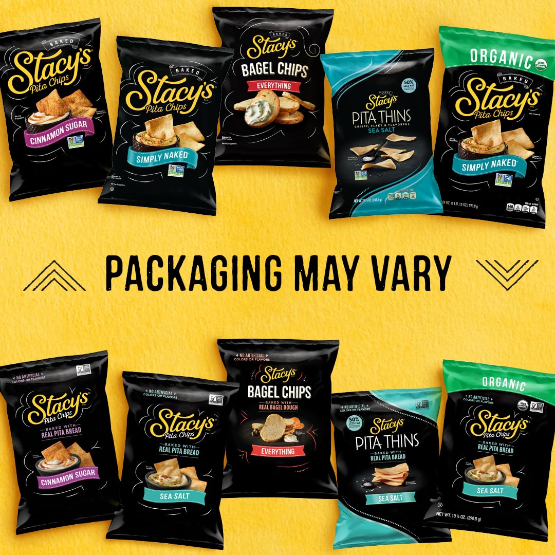 Stacy’s Multigrain Pita Chips on a platter, pairs well with dips like hummus