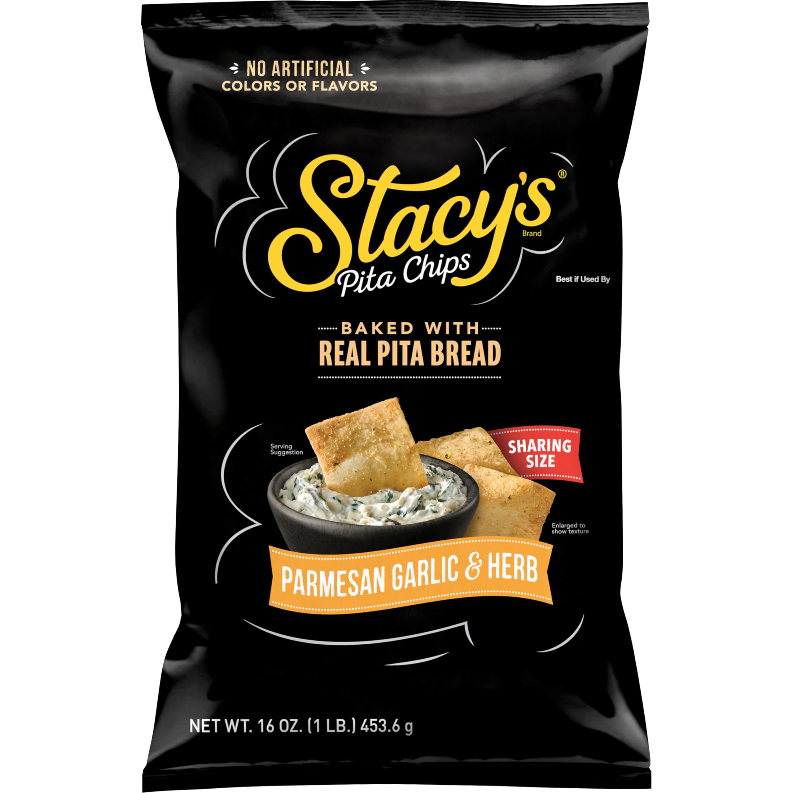 Stacy’s Pita Chips Parmesan Garlic & Herb bag, ready for a quick savory snack