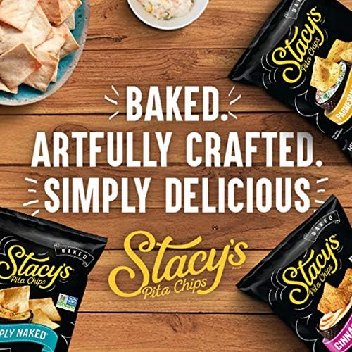 Stacy's Tomato & Basil chips on plate, pairs well with hummus.
