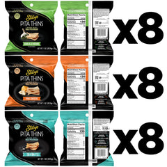 Stacy's Pita Thins Sea Salt bag image highlights crunchy texture for quick, satisfying snacking