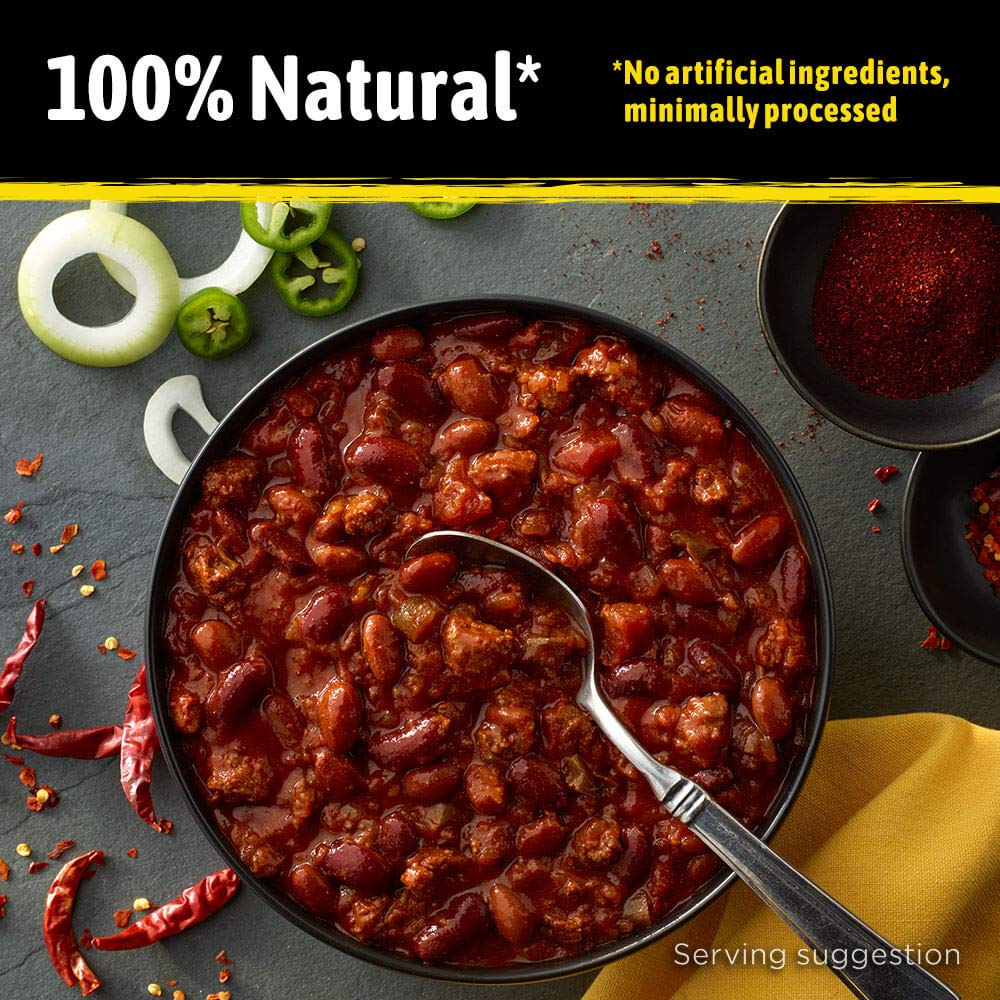 STAGG Dynamite Chili burger topping—spice-driven finish for easy weeknight meals.