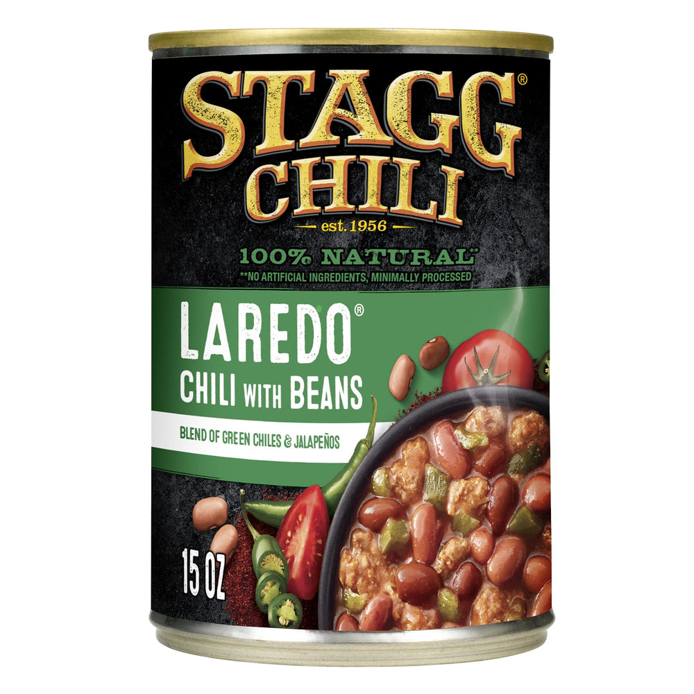 STAGG Laredo Chili with Beans topping hot dogs for a hearty tailgate