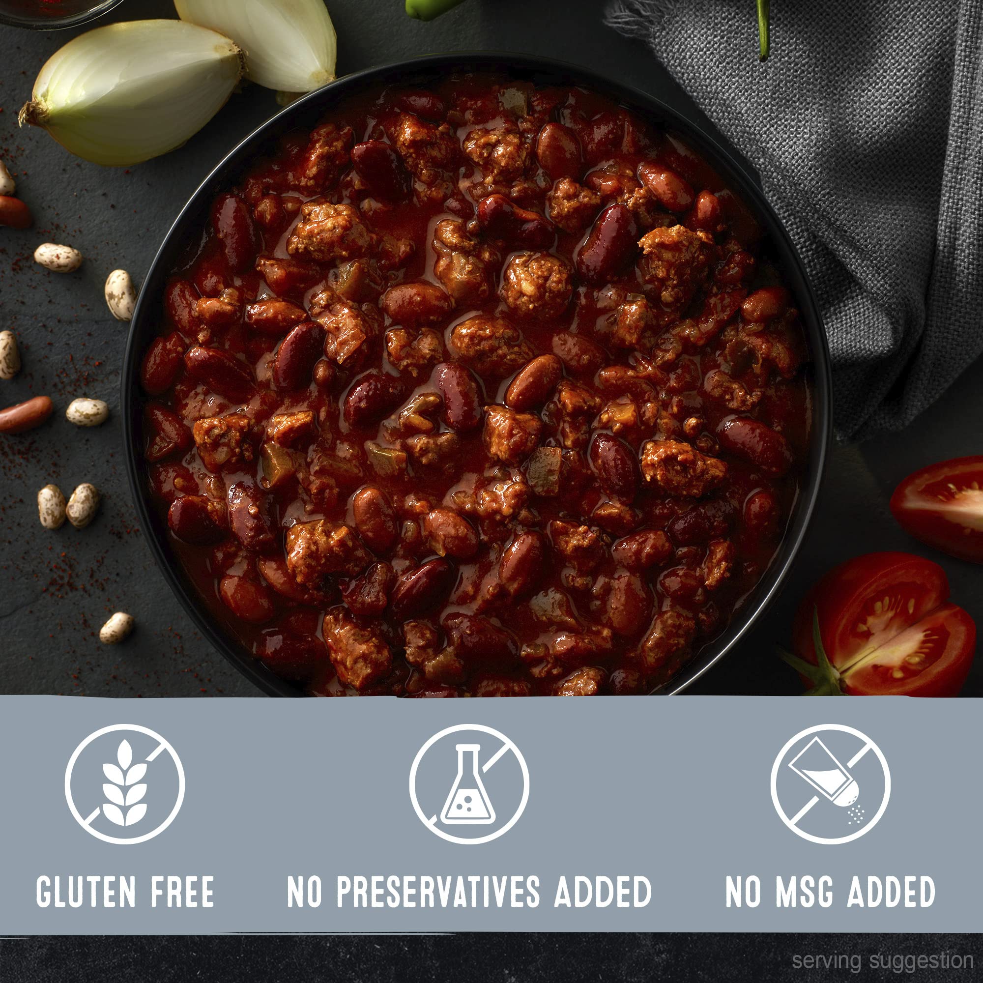 Serving STAGG chili on a loaded baked potato