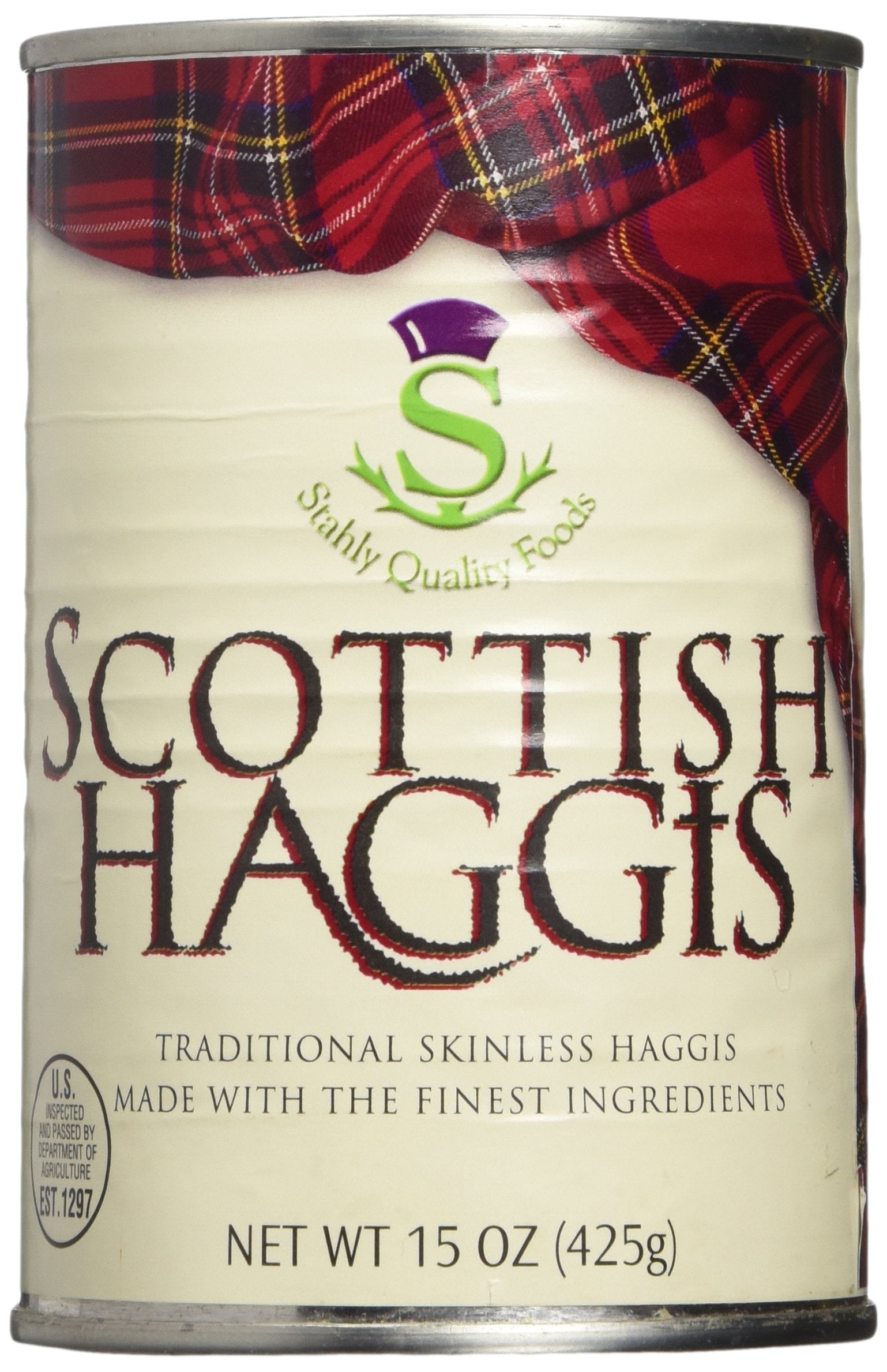 Stahly traditional haggis pack-two in synthetic skin for easy warming.