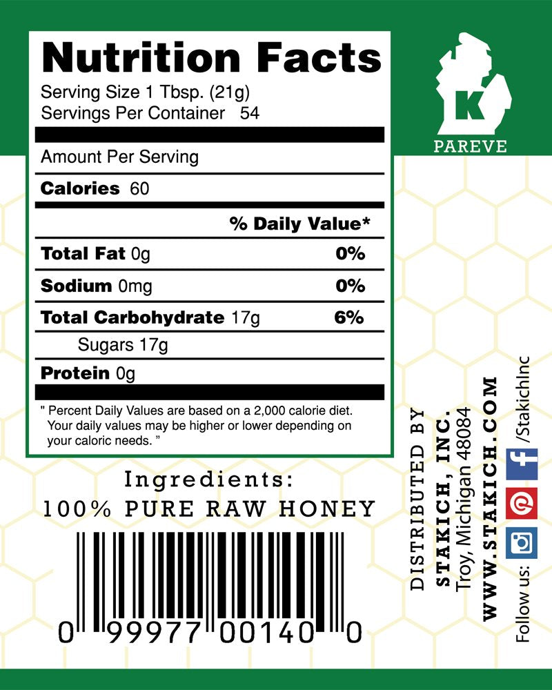 Stakich raw honey drizzle on toast highlights golden texture and flavor.