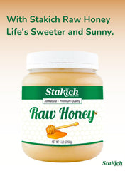 Close-up of Stakich raw honey texture preserves natural enzymes and minerals.
