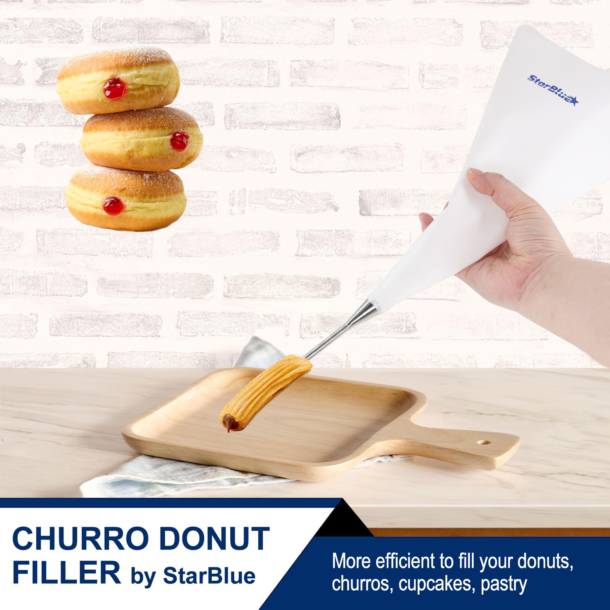 StarBlue BPA-free flexible piping bag prevents cracking and leaks during filling.