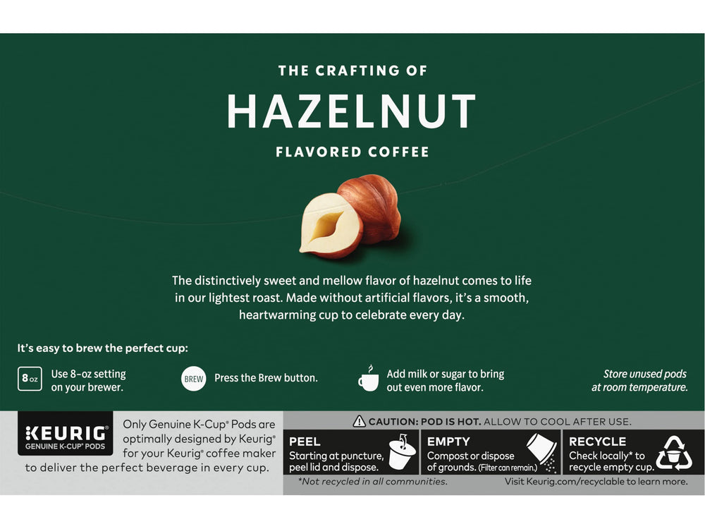 Two boxes of Starbucks hazelnut K-Cups, ten pods per box, ready to brew