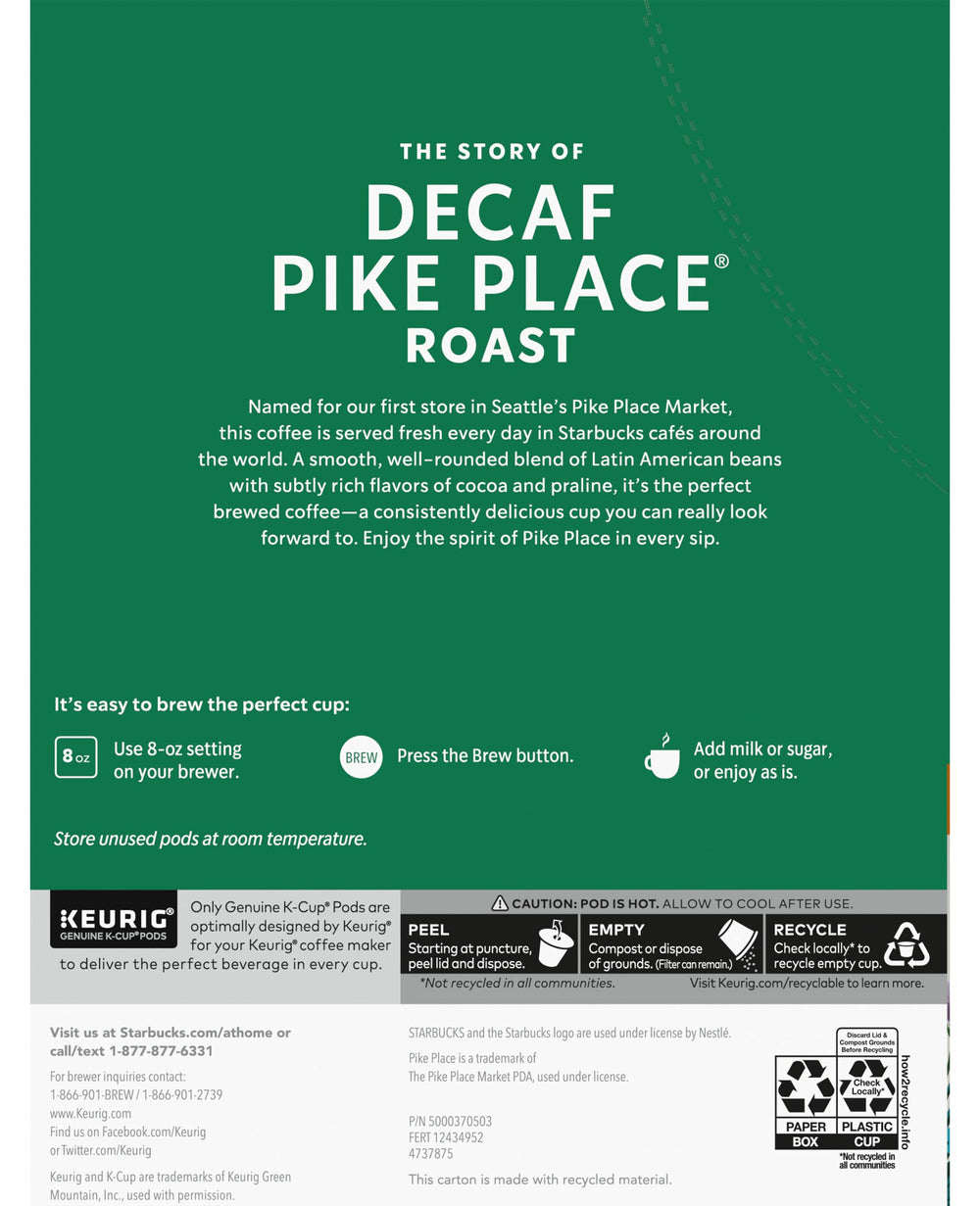 Starbucks 24-count decaf K-Cups box for everyday Keurig use