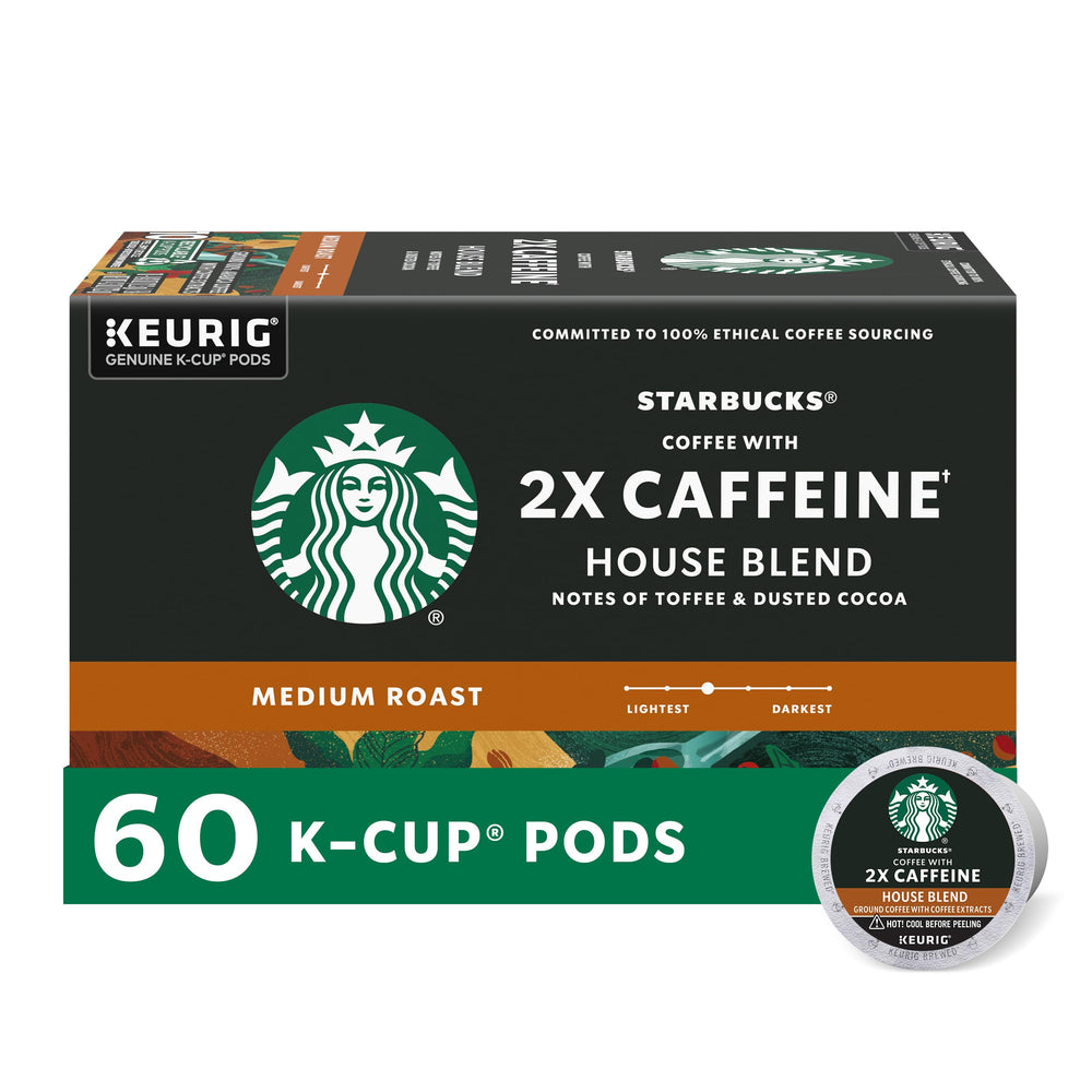 Starbucks 2X Caffeine House Blend pod close-up highlighting bold aroma